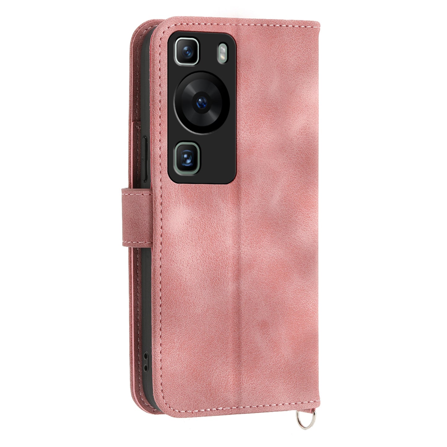 Wallet Phone Case for Huawei P60 / P60 Pro Shockproof Case Skin-Touch Imprinted Flower Leather Flip Cover with Strap