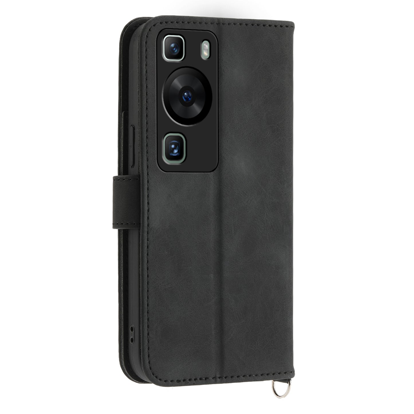 Wallet Phone Case for Huawei P60 / P60 Pro Shockproof Case Skin-Touch Imprinted Flower Leather Flip Cover with Strap