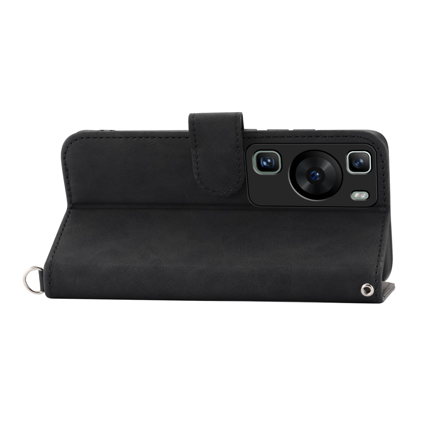 Wallet Phone Case for Huawei P60 / P60 Pro Shockproof Case Skin-Touch Imprinted Flower Leather Flip Cover with Strap