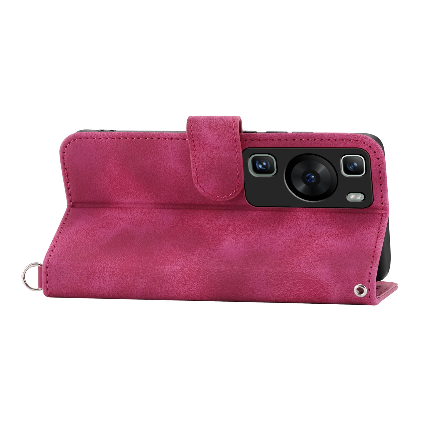 Wallet Phone Case for Huawei P60 / P60 Pro Shockproof Case Skin-Touch Imprinted Flower Leather Flip Cover with Strap