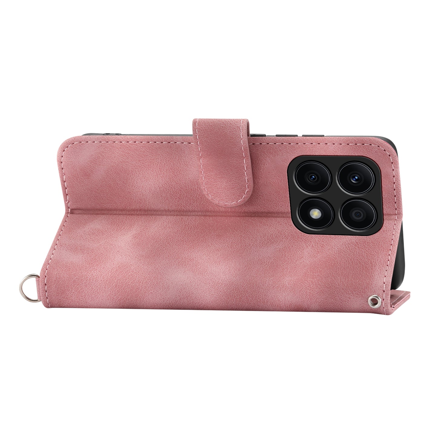 Shockproof Leather Cover for Honor X8a 4G Wallet Phone Case Imprinted Flower Skin-Touch Phone Shell with Strap