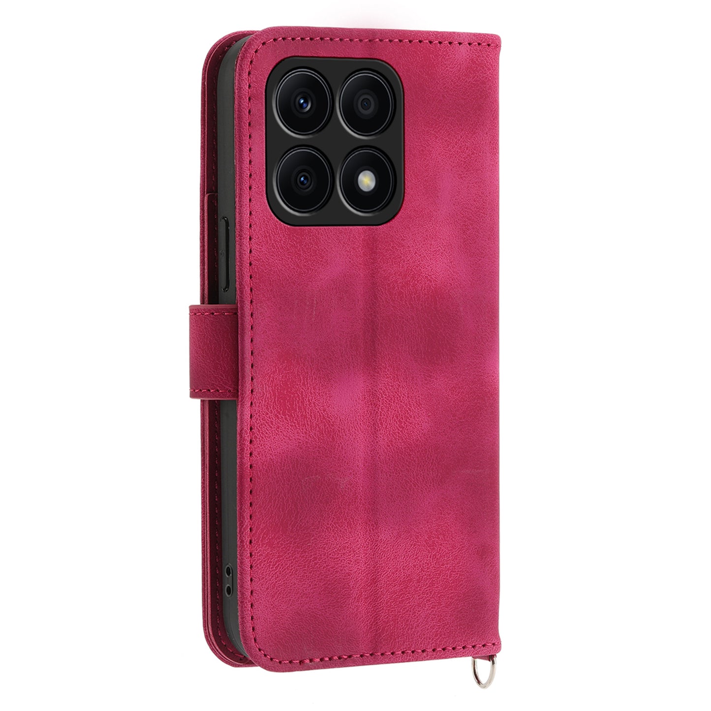 Shockproof Leather Cover for Honor X8a 4G Wallet Phone Case Imprinted Flower Skin-Touch Phone Shell with Strap