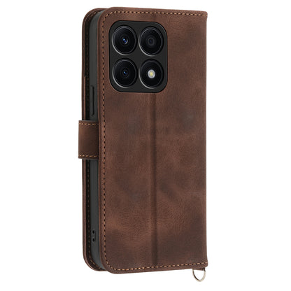 Shockproof Leather Cover for Honor X8a 4G Wallet Phone Case Imprinted Flower Skin-Touch Phone Shell with Strap