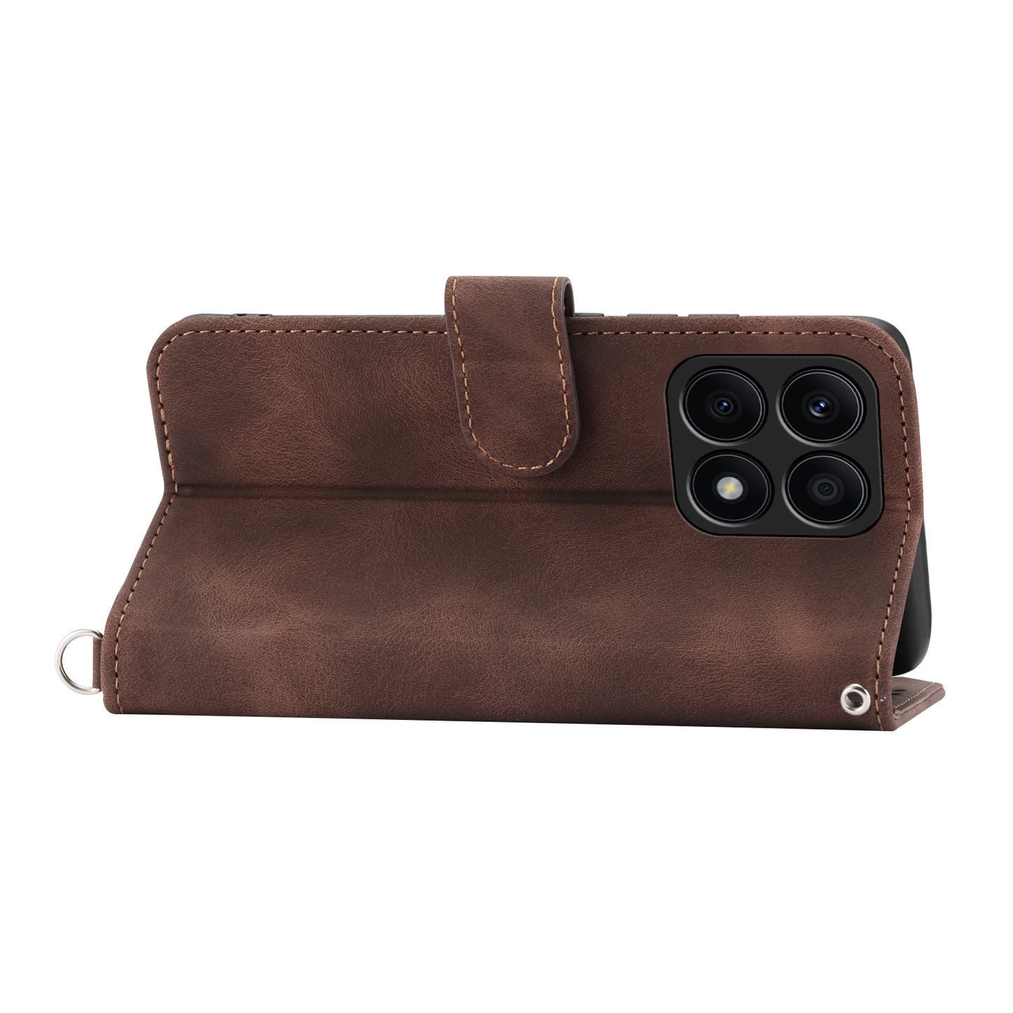 Shockproof Leather Cover for Honor X8a 4G Wallet Phone Case Imprinted Flower Skin-Touch Phone Shell with Strap