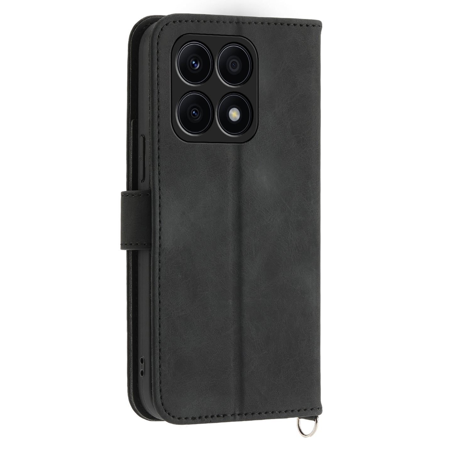 Shockproof Leather Cover for Honor X8a 4G Wallet Phone Case Imprinted Flower Skin-Touch Phone Shell with Strap