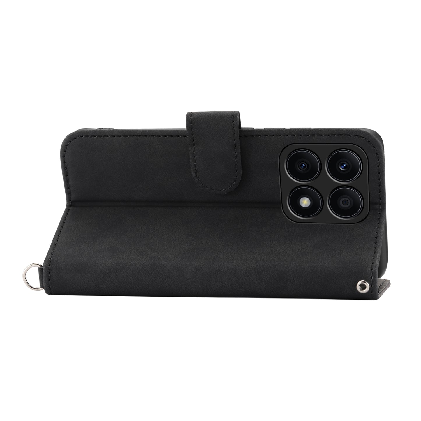 Shockproof Leather Cover for Honor X8a 4G Wallet Phone Case Imprinted Flower Skin-Touch Phone Shell with Strap