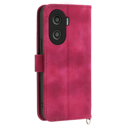 Anti-Drop PU Leather Case for Honor X40i 5G Imprinted Flower Skin-Touch Wallet Phone Cover with Strap