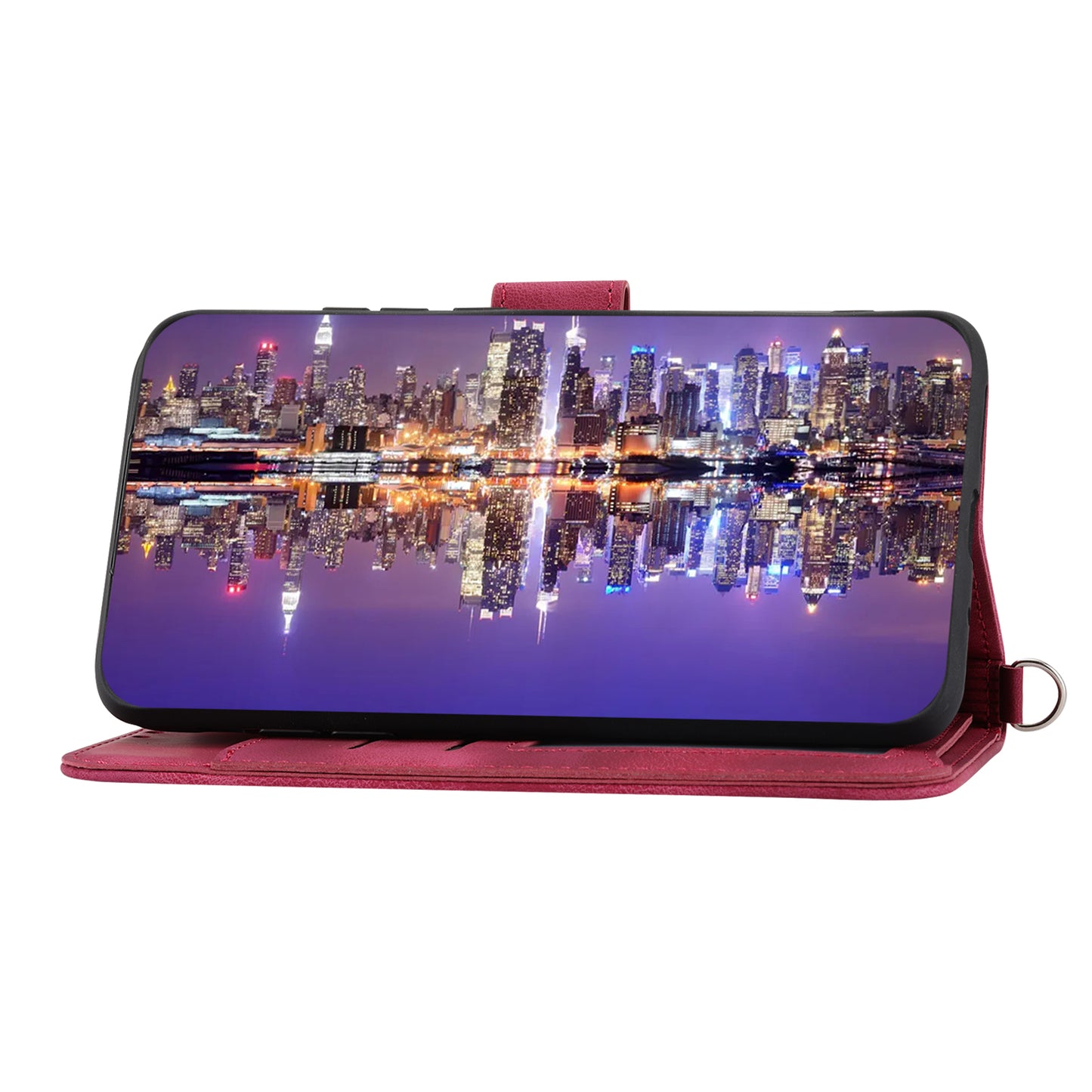 Anti-Drop PU Leather Case for Honor X40i 5G Imprinted Flower Skin-Touch Wallet Phone Cover with Strap