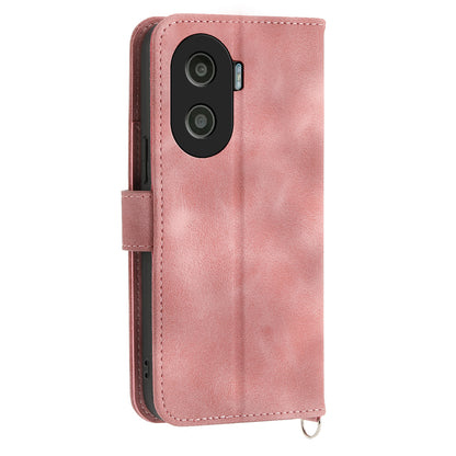 Anti-Drop PU Leather Case for Honor X40i 5G Imprinted Flower Skin-Touch Wallet Phone Cover with Strap