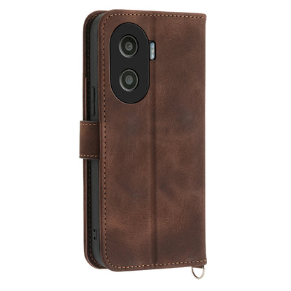 Anti-Drop PU Leather Case for Honor X40i 5G Imprinted Flower Skin-Touch Wallet Phone Cover with Strap