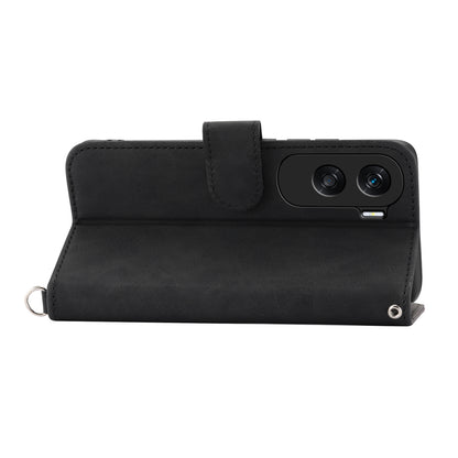 Wallet Phone Case for Honor X50i 5G / 90 Lite 5G Imprinted Flower Skin-Touch Leather Cover with Strap