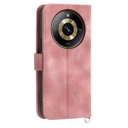 Protective Case for Realme 11 Pro 5G Imprinted Flower PU Leather Cover Skin-Touch Wallet Phone Shell with Strap