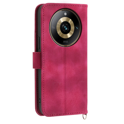 Protective Case for Realme 11 Pro 5G Imprinted Flower PU Leather Cover Skin-Touch Wallet Phone Shell with Strap