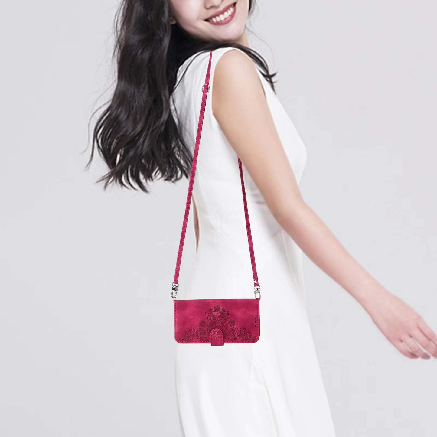 Protective Case for Realme 11 Pro 5G Imprinted Flower PU Leather Cover Skin-Touch Wallet Phone Shell with Strap