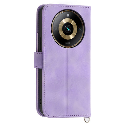 Protective Case for Realme 11 Pro 5G Imprinted Flower PU Leather Cover Skin-Touch Wallet Phone Shell with Strap