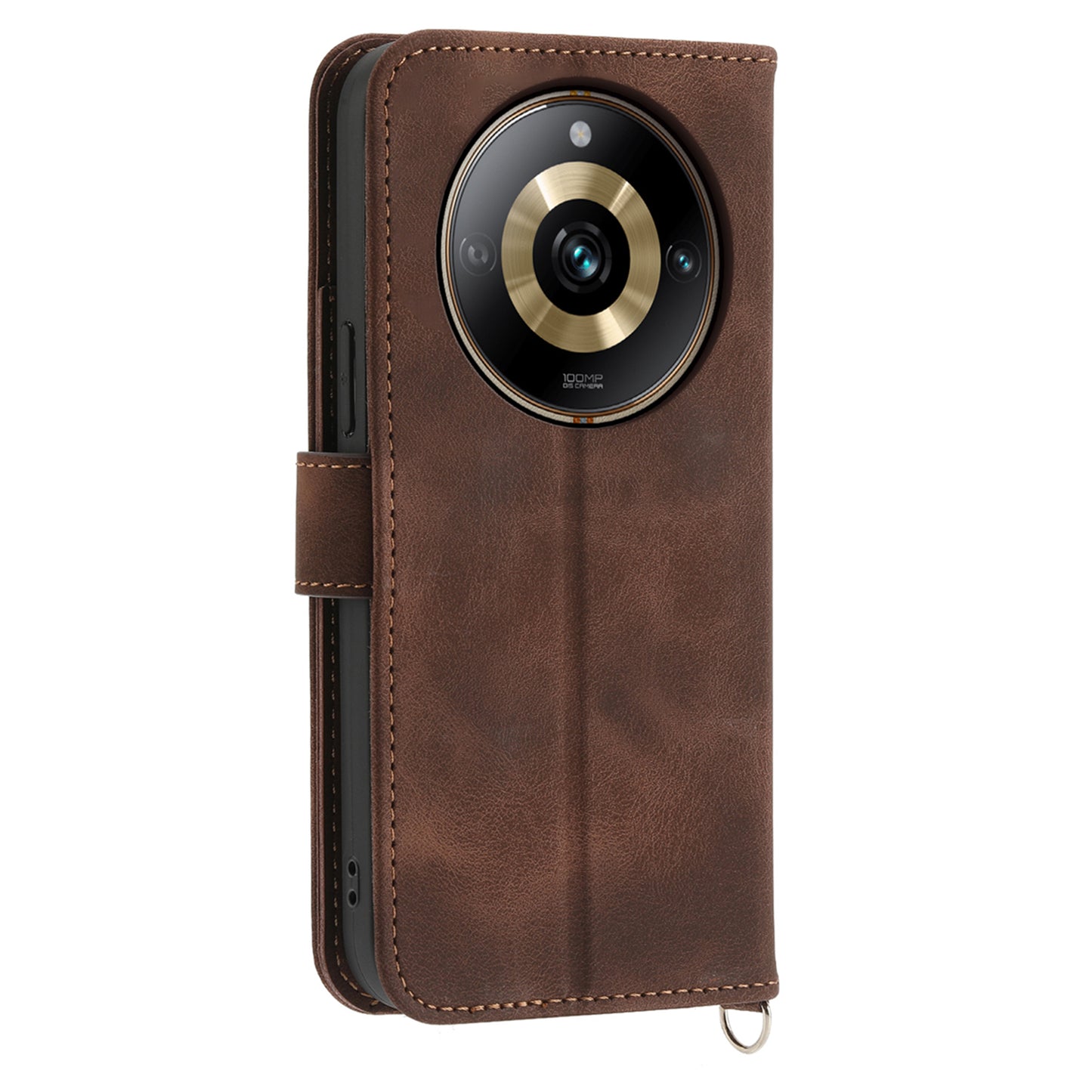 Protective Case for Realme 11 Pro 5G Imprinted Flower PU Leather Cover Skin-Touch Wallet Phone Shell with Strap