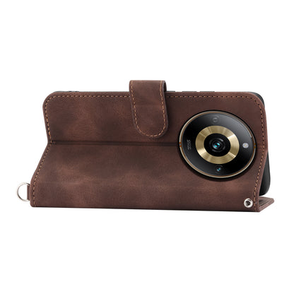 Protective Case for Realme 11 Pro 5G Imprinted Flower PU Leather Cover Skin-Touch Wallet Phone Shell with Strap