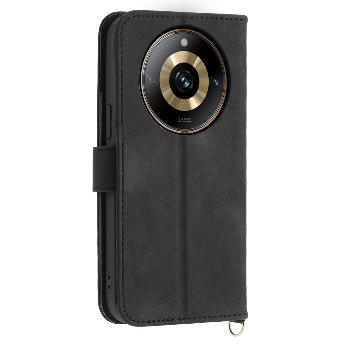 Protective Case for Realme 11 Pro 5G Imprinted Flower PU Leather Cover Skin-Touch Wallet Phone Shell with Strap