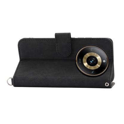 Protective Case for Realme 11 Pro 5G Imprinted Flower PU Leather Cover Skin-Touch Wallet Phone Shell with Strap