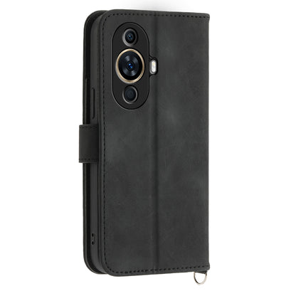 Phone Case for Huawei nova 11 , Imprinted Flower Skin-Touch Feeling Leather Cover Wallet with Strap