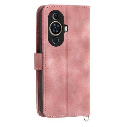 Phone Case for Huawei nova 11 , Imprinted Flower Skin-Touch Feeling Leather Cover Wallet with Strap