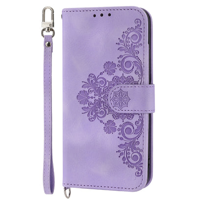Phone Case for Huawei nova 11 , Imprinted Flower Skin-Touch Feeling Leather Cover Wallet with Strap