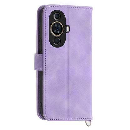 Phone Case for Huawei nova 11 , Imprinted Flower Skin-Touch Feeling Leather Cover Wallet with Strap