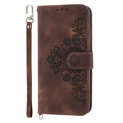 Phone Case for Huawei nova 11 , Imprinted Flower Skin-Touch Feeling Leather Cover Wallet with Strap