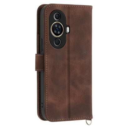 Phone Case for Huawei nova 11 , Imprinted Flower Skin-Touch Feeling Leather Cover Wallet with Strap