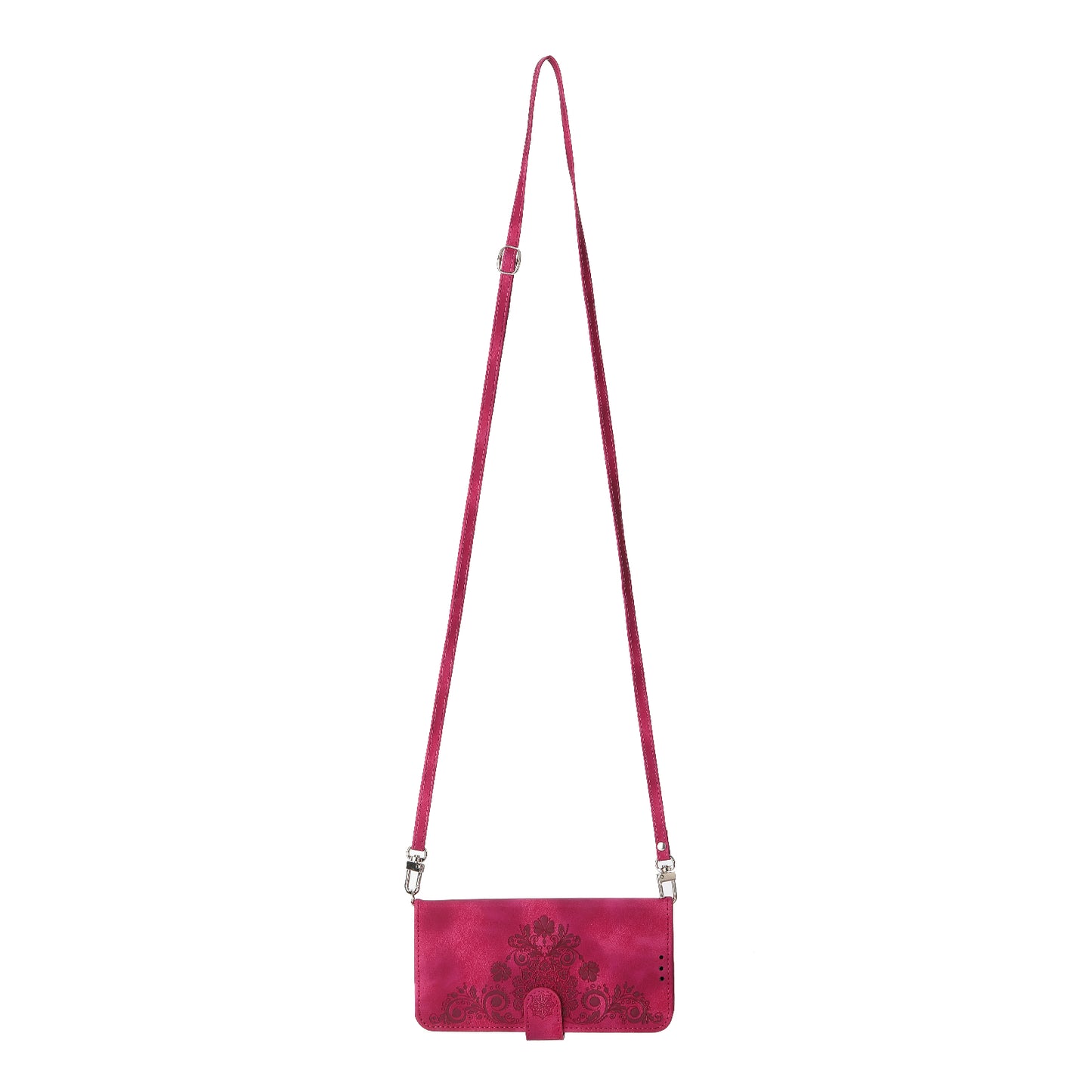 Skin-Touch Phone Case for Oppo A78 5G PU Leather Phone Shell Flower Imprinted Wallet Cover with Strap