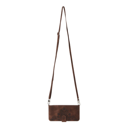 Skin-Touch Phone Case for Oppo A78 5G PU Leather Phone Shell Flower Imprinted Wallet Cover with Strap