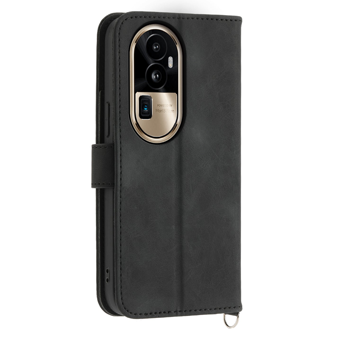 Skin-Touch Phone Case for Oppo Reno10 Pro+ 5G Flower Imprinted Leather Wallet Cover with Strap