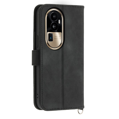 Skin-Touch Phone Case for Oppo Reno10 Pro+ 5G Flower Imprinted Leather Wallet Cover with Strap