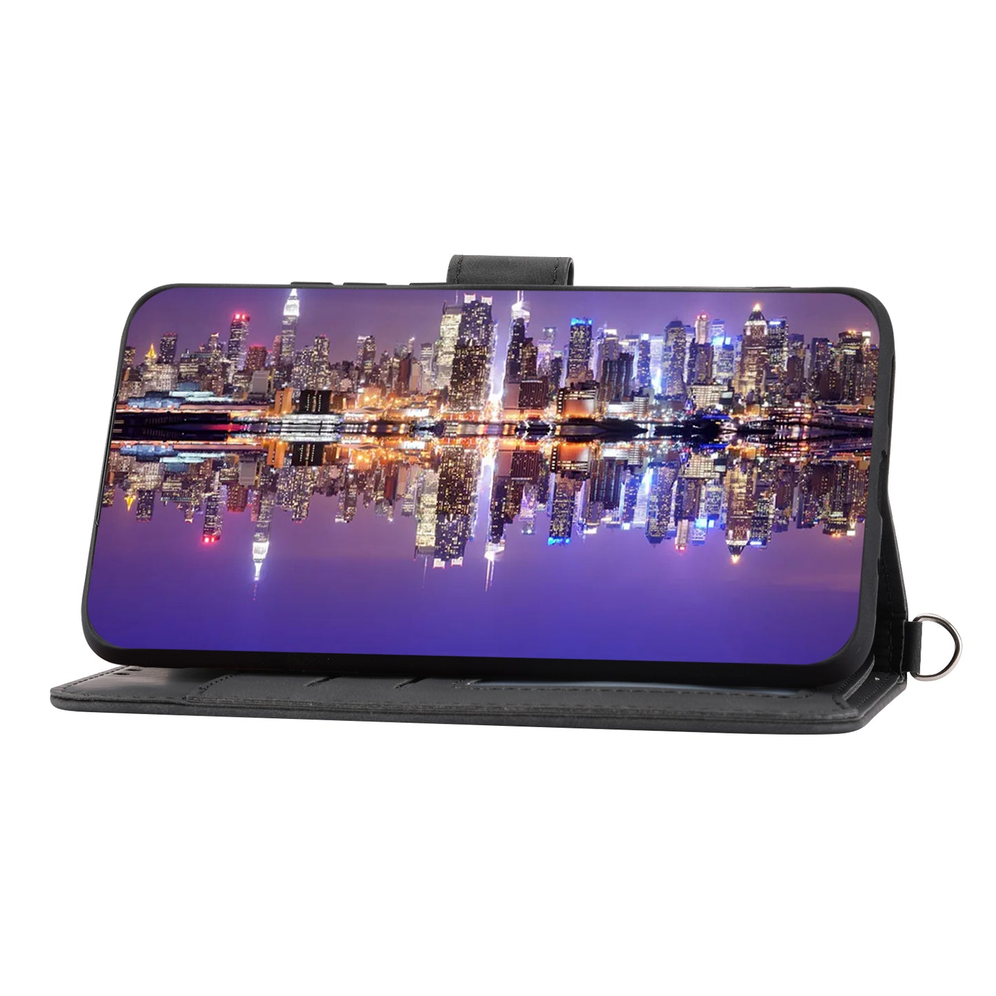 Skin-Touch Phone Case for Oppo Reno10 Pro+ 5G Flower Imprinted Leather Wallet Cover with Strap