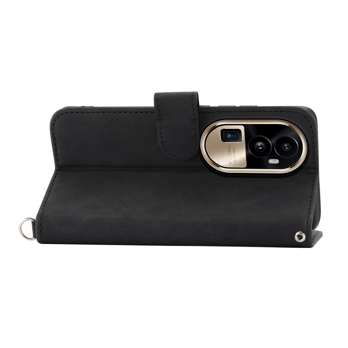 Skin-Touch Phone Case for Oppo Reno10 Pro+ 5G Flower Imprinted Leather Wallet Cover with Strap