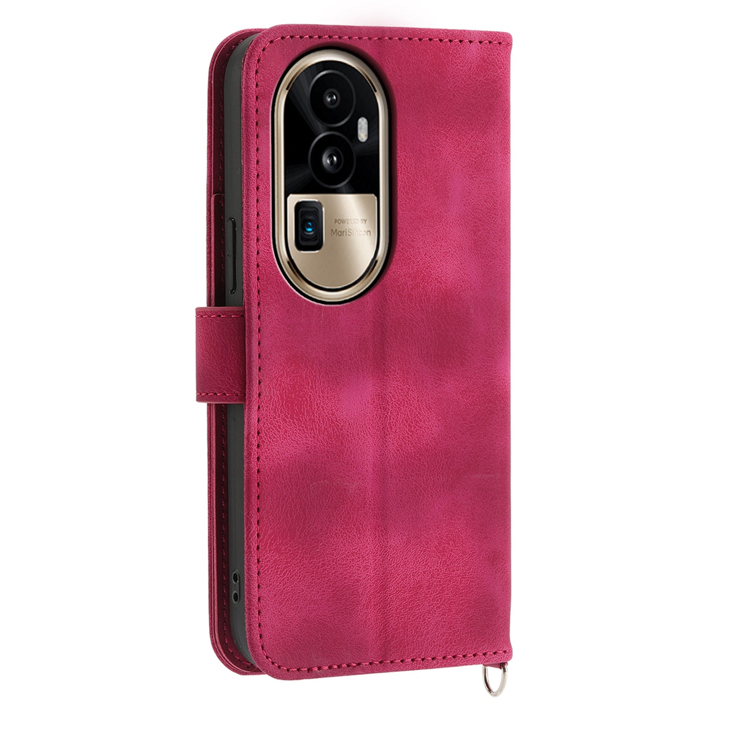 Skin-Touch Phone Case for Oppo Reno10 Pro+ 5G Flower Imprinted Leather Wallet Cover with Strap