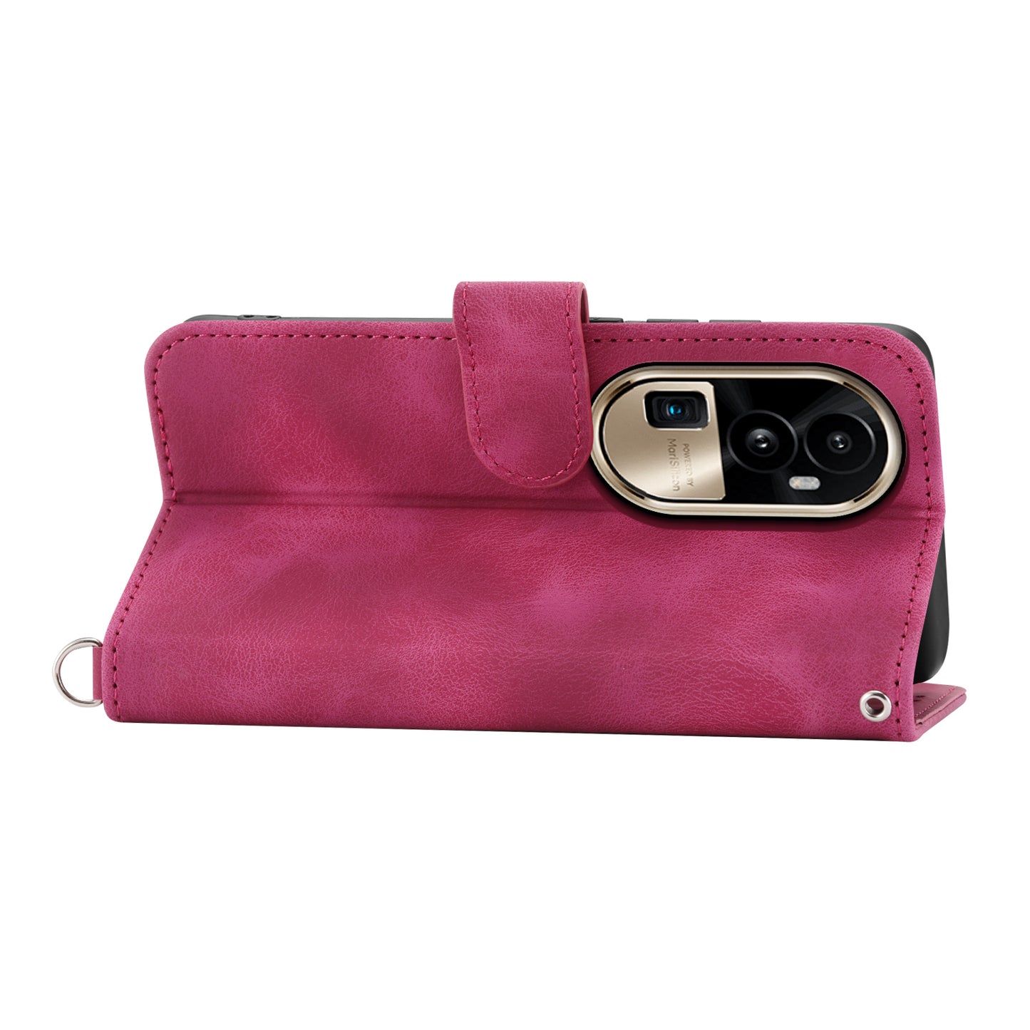 Skin-Touch Phone Case for Oppo Reno10 Pro+ 5G Flower Imprinted Leather Wallet Cover with Strap