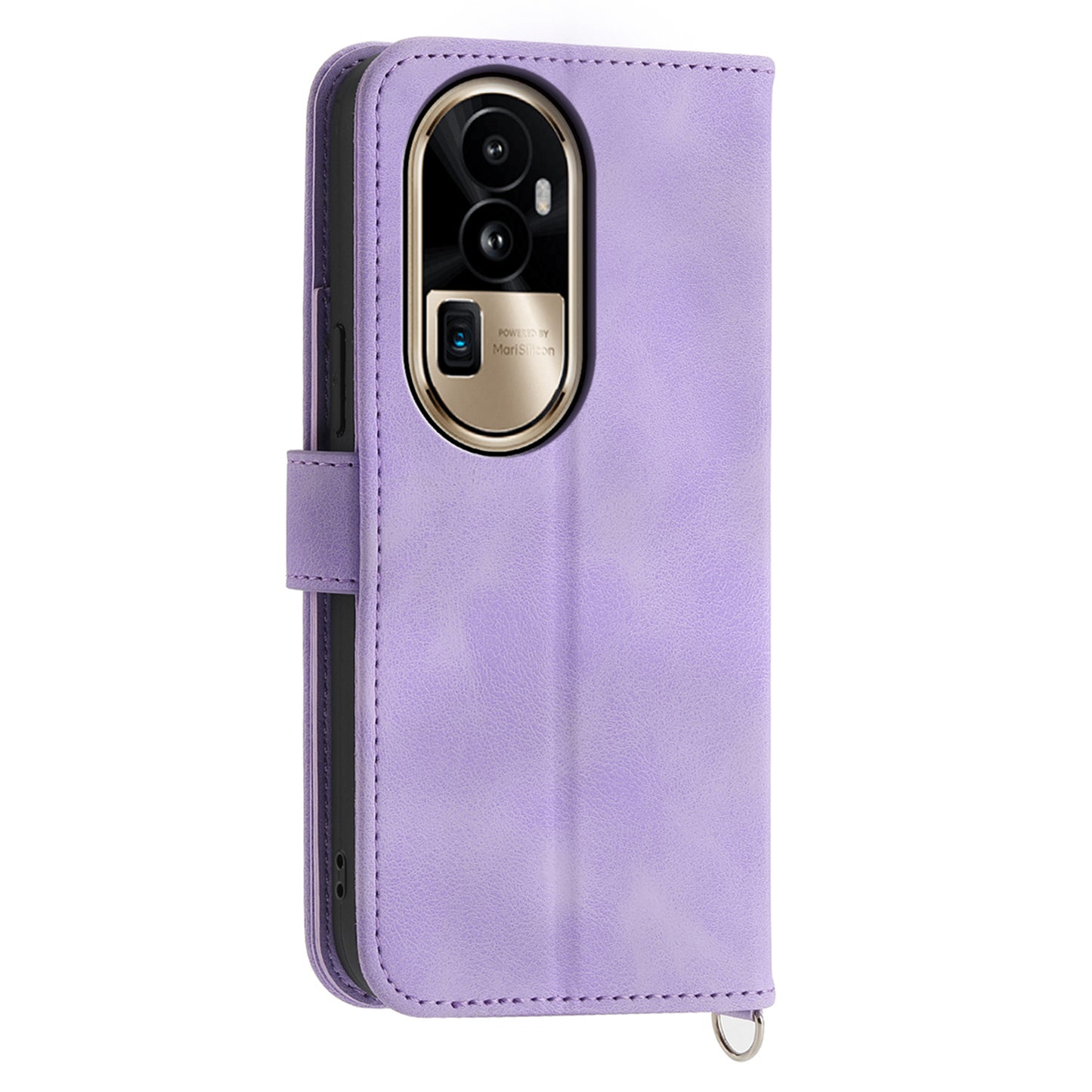 Skin-Touch Phone Case for Oppo Reno10 Pro+ 5G Flower Imprinted Leather Wallet Cover with Strap