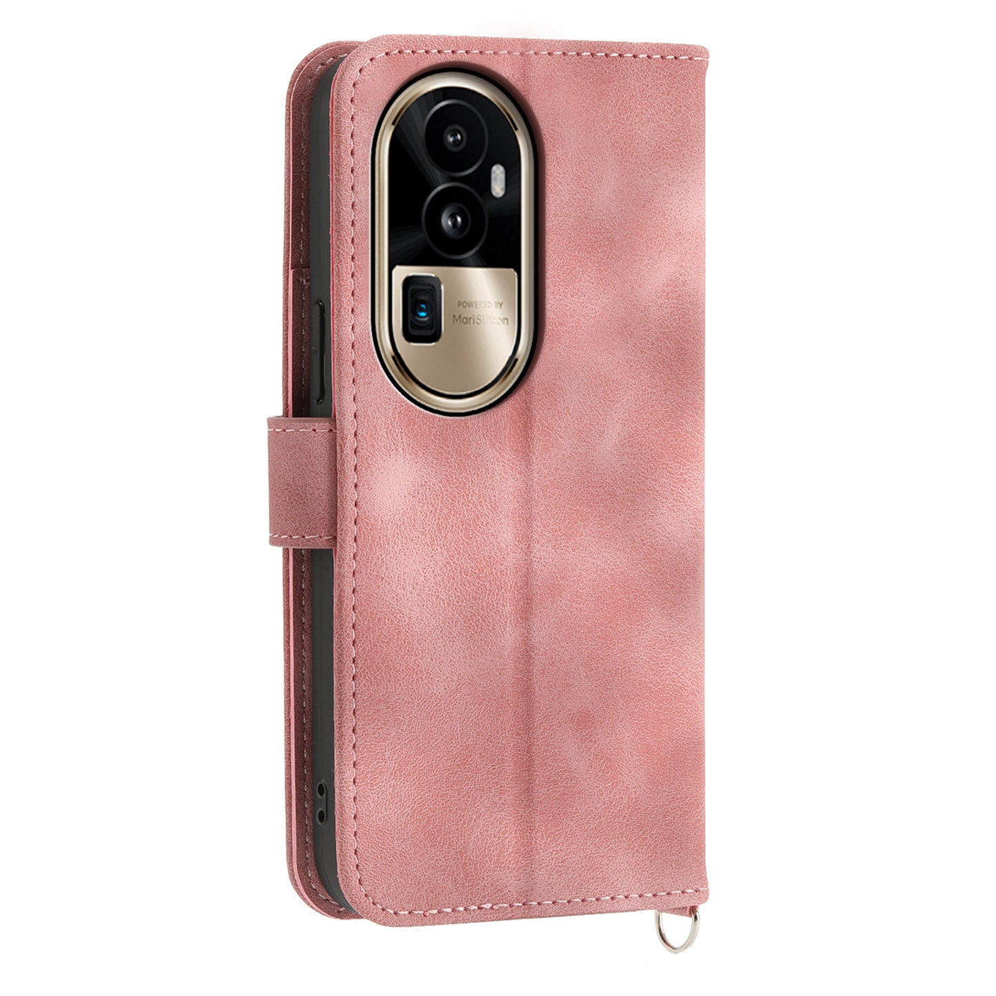 Skin-Touch Phone Case for Oppo Reno10 Pro+ 5G Flower Imprinted Leather Wallet Cover with Strap