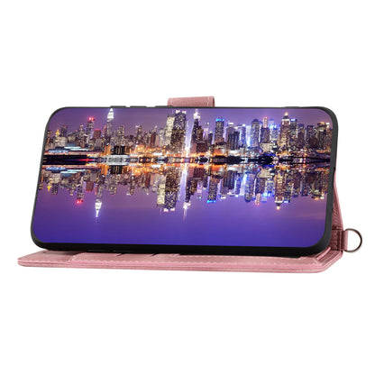 Skin-Touch Phone Case for Oppo Reno10 Pro+ 5G Flower Imprinted Leather Wallet Cover with Strap