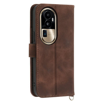 Skin-Touch Phone Case for Oppo Reno10 Pro+ 5G Flower Imprinted Leather Wallet Cover with Strap