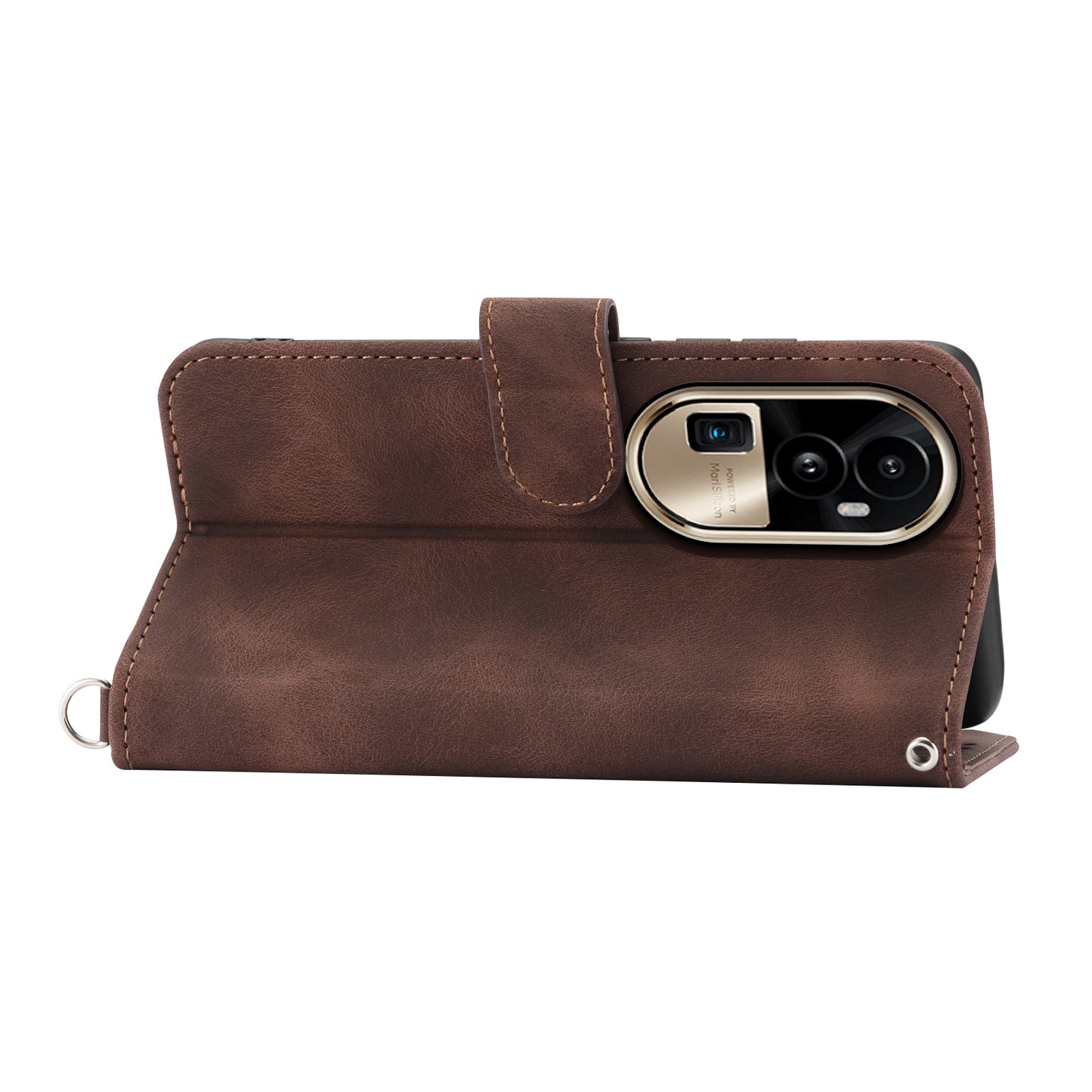 Skin-Touch Phone Case for Oppo Reno10 Pro+ 5G Flower Imprinted Leather Wallet Cover with Strap