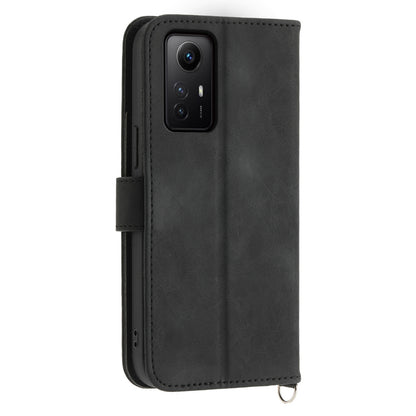 Shockproof Case for Xiaomi Redmi Note 12S 4G Flower Imprinted Leather Cover Skin-Touch Wallet Phone Case with Strap
