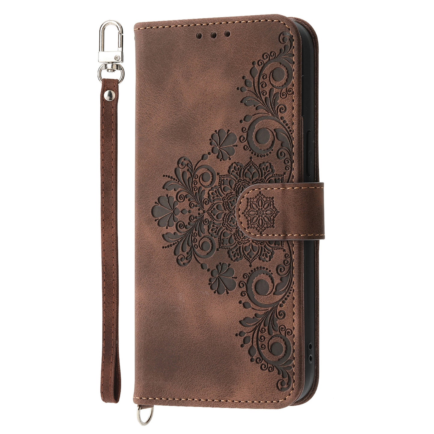 Shockproof Case for Xiaomi Redmi Note 12S 4G Flower Imprinted Leather Cover Skin-Touch Wallet Phone Case with Strap
