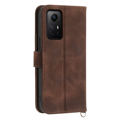 Shockproof Case for Xiaomi Redmi Note 12S 4G Flower Imprinted Leather Cover Skin-Touch Wallet Phone Case with Strap