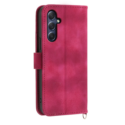For Samsung Galaxy M54 5G / F54 5G Wallet Phone Case Flower Imprinted Skin-Touch Leather Cover with Strap