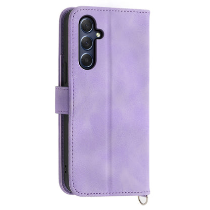For Samsung Galaxy M54 5G / F54 5G Wallet Phone Case Flower Imprinted Skin-Touch Leather Cover with Strap