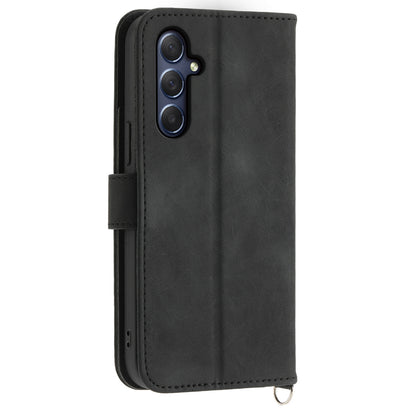 For Samsung Galaxy M54 5G / F54 5G Wallet Phone Case Flower Imprinted Skin-Touch Leather Cover with Strap