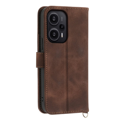 For Xiaomi Redmi Note 12 Turbo / Poco F5 5G Skin-Touch Phone Case Flower Imprinted Leather Flip Cover with Wallet, Strap
