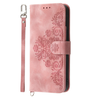 For Xiaomi Redmi Note 12 Turbo / Poco F5 5G Skin-Touch Phone Case Flower Imprinted Leather Flip Cover with Wallet, Strap
